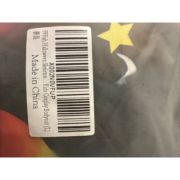 Colorful Skeleton Costume Size large with Hat black orange dress up - Picture 5 of 5